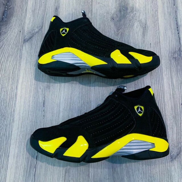 Women's Running weapon Air Jordan 14 Black/Yellow Shoes 001